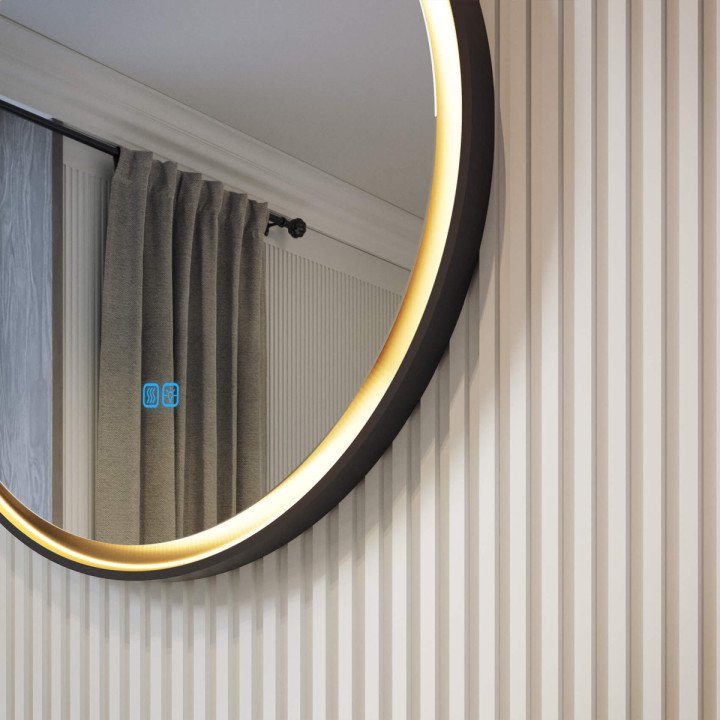 Runder Spiegel 60 cm im Metallrahmen mit LED-Beleuchtung