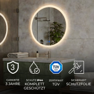 Runder LED-Badspiegel 80 cm mit Touch-Schalter und Spiegelheizung