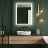 Rechteckiger LED-Badspiegel 80 × 60 cm mit Touch-Schalter und Spiegelheizung