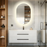 Ovaler LED-Badspiegel 100 × 70 cm mit Touch-Schalter und Spiegelheizung