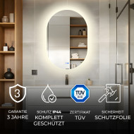 Ovaler LED-Badspiegel 100 × 70 cm mit Touch-Schalter und Spiegelheizung