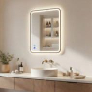 Abgerundeter LED-Spiegel – 60x80/80x60 cm in goldenem Aluminiumrahmen