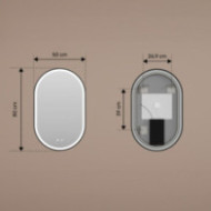 Ovaler LED-Spiegel – 50 x 80/80 x 50 cm in goldenem Aluminiumrahmen