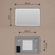 Abgerundeter LED-Spiegel – 100x70/70x100 cm in goldenem Aluminiumrahmen