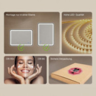 Abgerundeter LED-Spiegel – 60x80/80x60 cm in goldenem Aluminiumrahmen