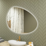 114x84 cm Beleuchteter unregelmäßiger Spiegel, 114x84cm, Zweifarbig, Touch-Schalter, Heizmatte