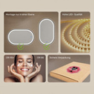 Ovaler LED-Spiegel – 50 x 100/100 x 50 cm in goldenem Aluminiumrahmen