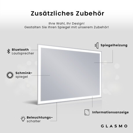 Rechteckiger Horizontaler Badezimmerspiegel LED Beleuchtung - Aurora #4
