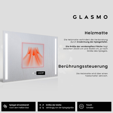Rechteckiger Horizontaler Badezimmerspiegel LED Beleuchtung - Claire #9