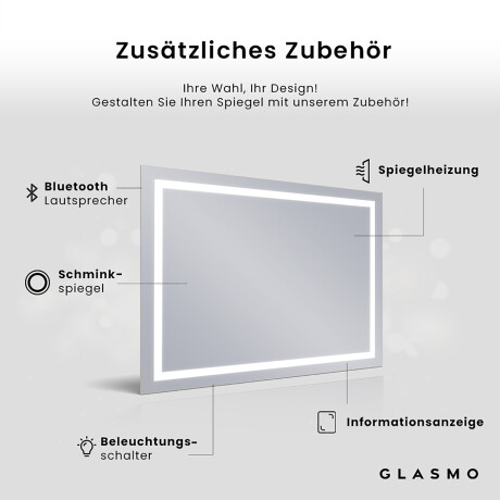 Rechteckiger Horizontaler Badezimmerspiegel LED Beleuchtung - Bella #4