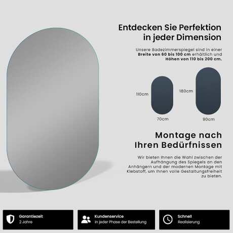 Ovaler Vertikaler größer Badezimmerspiegel - Eliana #4