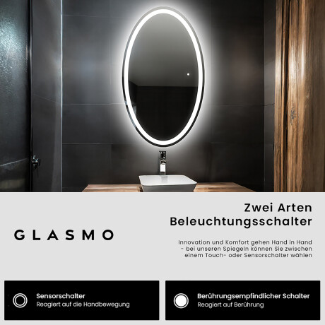 Ovaler Vertikaler Badezimmerspiegel LED Beleuchtung - Vivian #7