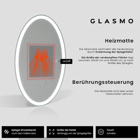 Ovaler Vertikaler Badezimmerspiegel LED Beleuchtung - Vivian #9
