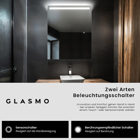 Rechteckiger Vertikaler Badezimmerspiegel LED Beleuchtung - Tiana #7