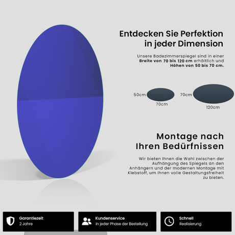 Ovaler Horizontaler moderner Wandspiegel – Mara #5