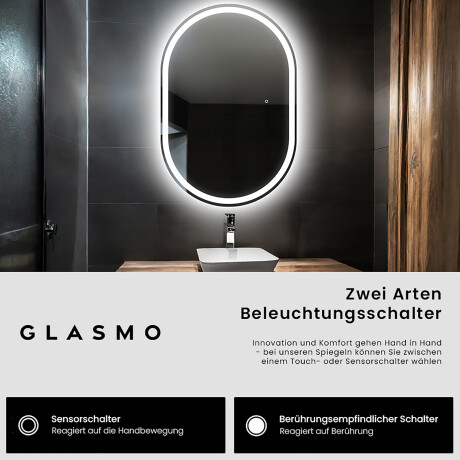 Ovaler Vertikaler Badezimmerspiegel LED Beleuchtung - Darcy #7