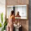 Rechteckiger Horizontaler Badspiegel LED mit EcoHolz Rahmen - Mira #11