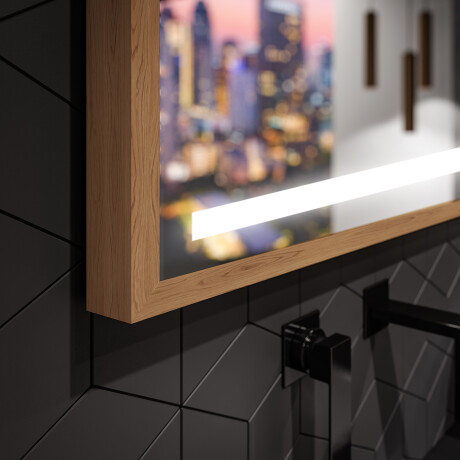 Rechteckiger Horizontaler Badspiegel LED mit EcoHolz Rahmen - Mira #3