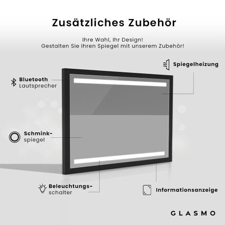 Rechteckiger Horizontaler Badspiegel LED mit EcoHolz Rahmen - Mira #5
