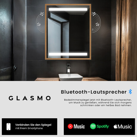Rechteckiger Horizontaler Badspiegel LED mit EcoHolz Rahmen - Mira #7