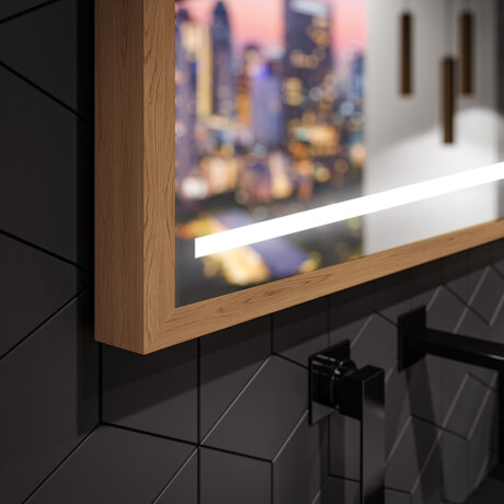 Rechteckiger Horizontaler Badspiegel LED mit EcoHolz Rahmen - Tiana #3