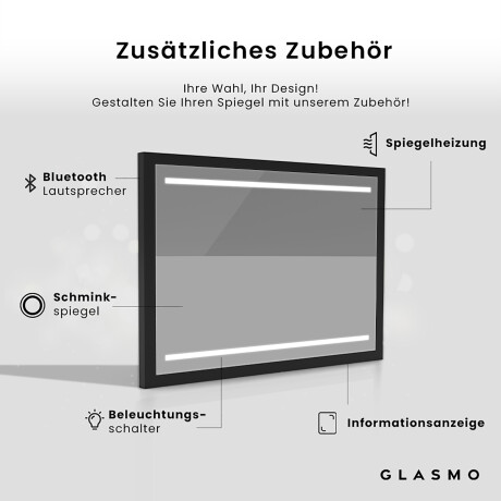 Rechteckiger Horizontaler Badspiegel LED mit EcoHolz Rahmen - Tiana #5
