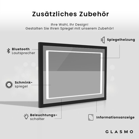 Rechteckiger Horizontaler Badspiegel LED Rahmen - Paris #5