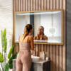 Rechteckiger Horizontaler Badspiegel LED mit EcoHolz Rahmen - Eloisa #11