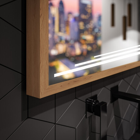 Rechteckiger Horizontaler Badspiegel LED mit EcoHolz Rahmen - Eloisa #3