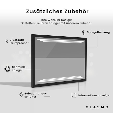Rechteckiger Horizontaler Badspiegel LED mit EcoHolz Rahmen - Eloisa #5