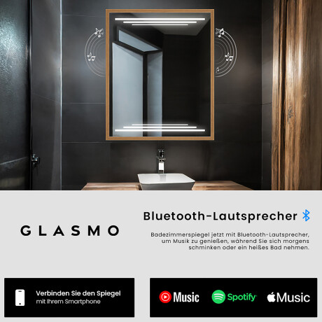 Rechteckiger Horizontaler Badspiegel LED mit EcoHolz Rahmen - Eloisa #7