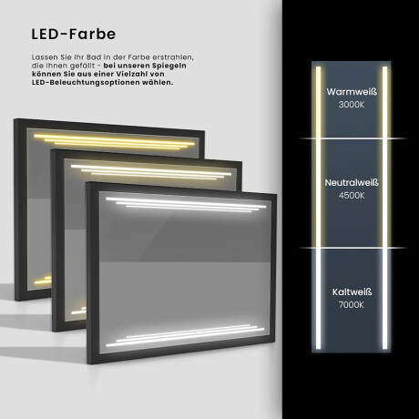 Rechteckiger Horizontaler Badspiegel LED mit EcoHolz Rahmen - Eloisa #10